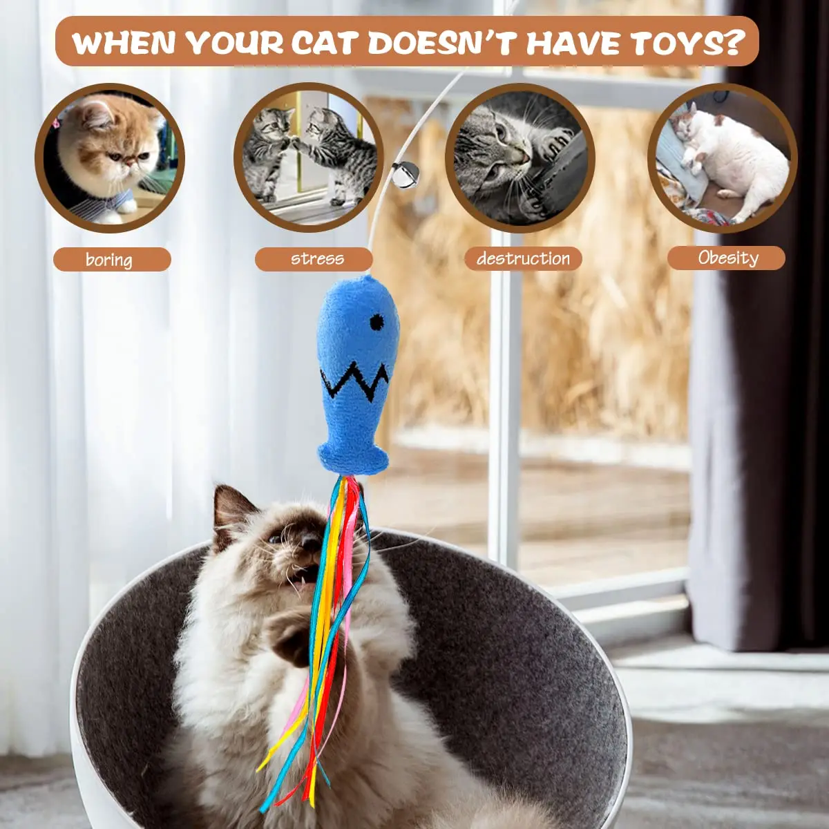 Juguete de varita para gatos d - Catnip Toys reseña y precio